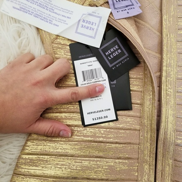 Authentic Herve Leger Iman Foil Applique Dress Cel - Picture 6 of 8